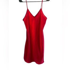 Vintage Red Satin Slip Dress